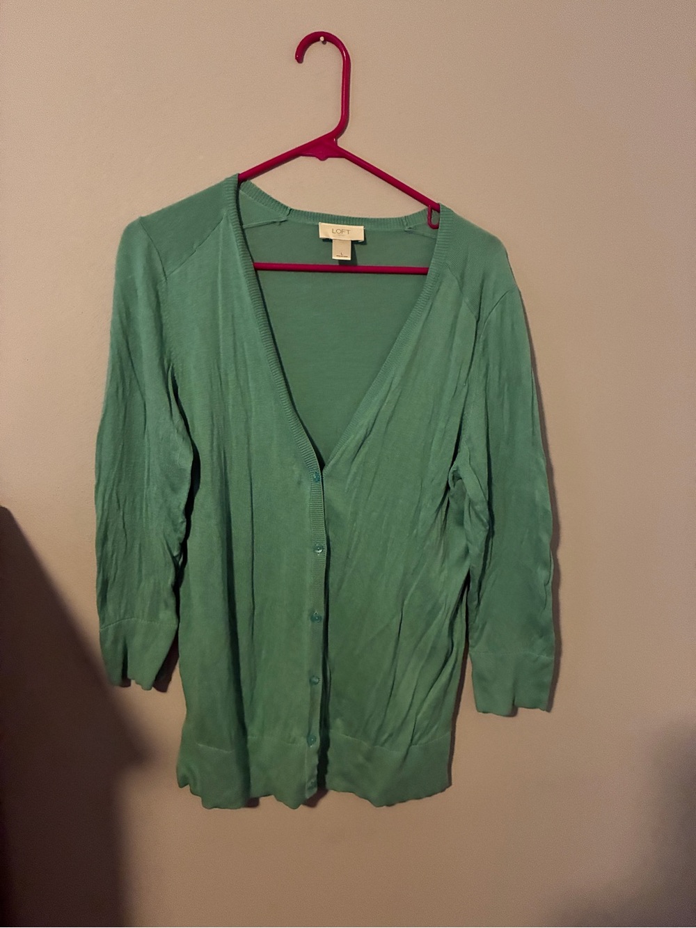 LOFT Mint/Turquoise Green V-Neck Button Front Cardigan